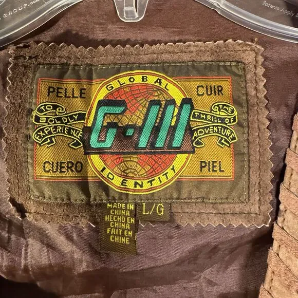 Vintage G-III Pelle Global Brown Suede Leather Vest Western Button Front Mens L - Picture 3 of 11